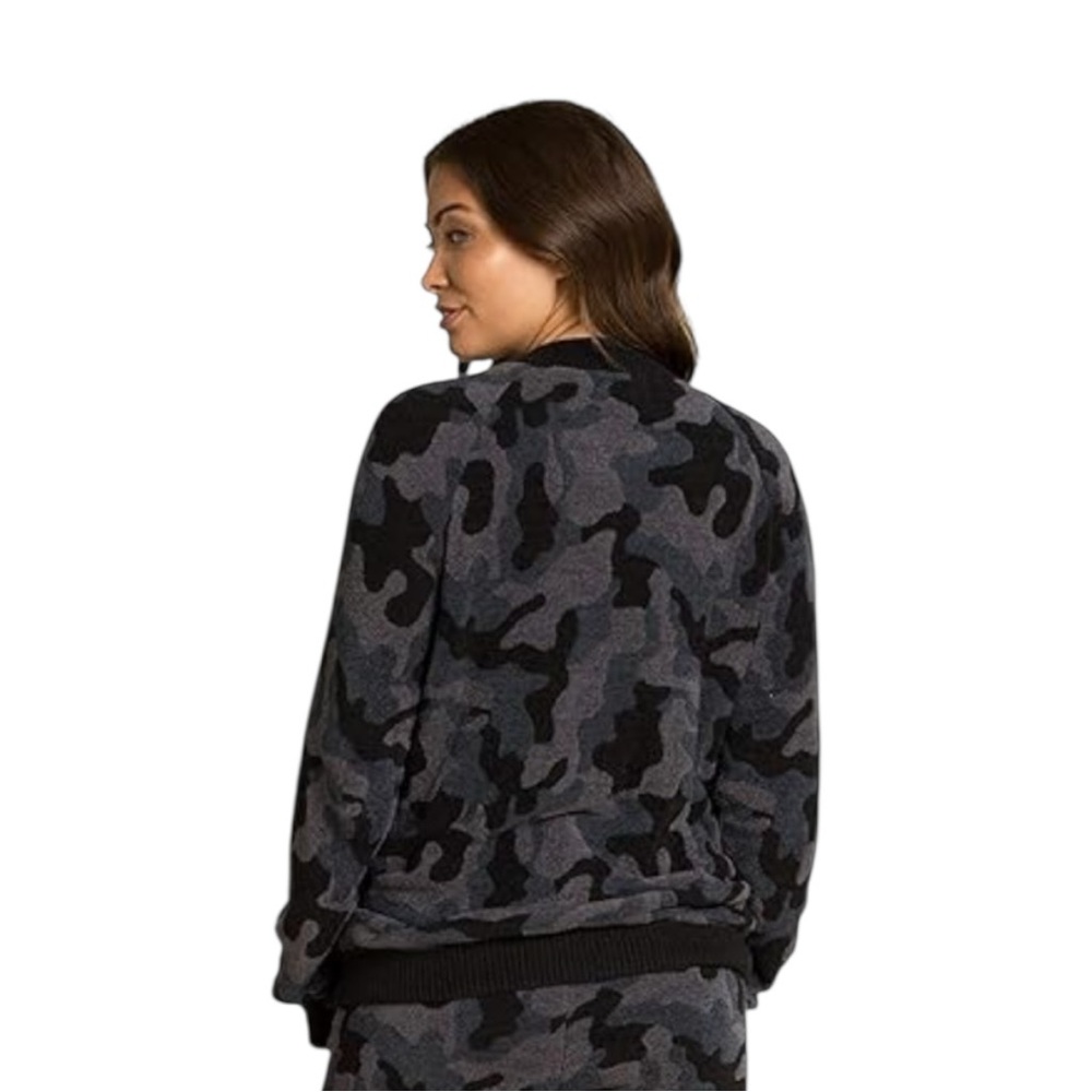 Barefoot Dreams Black Navy Grey Bomber Jacket Camo